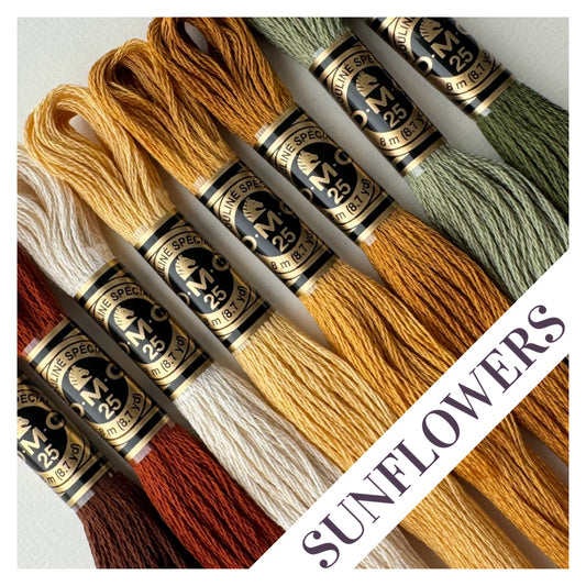 Sunflowers Embroidery Floss Palette ⎮ DMC Embroidery Thread